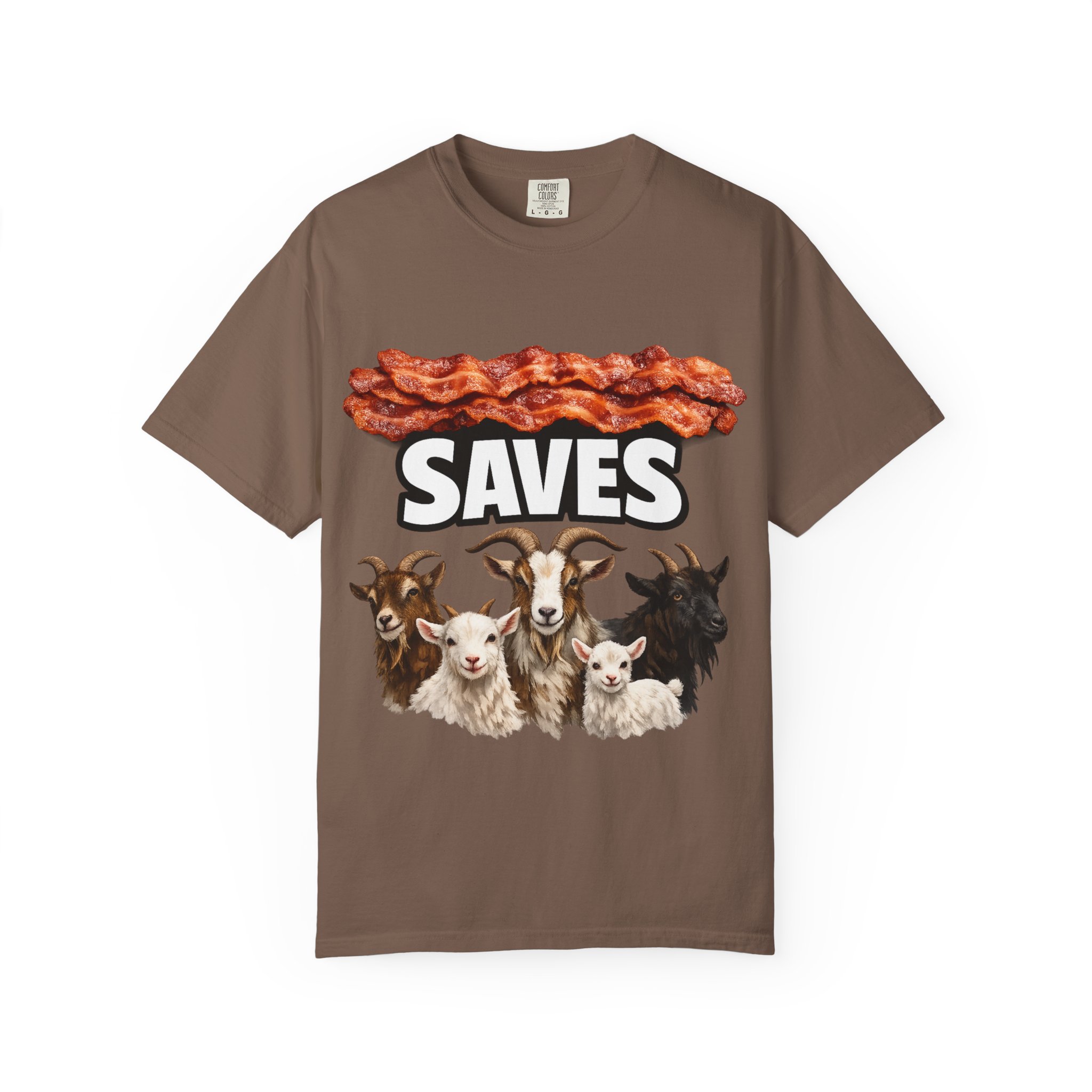 Bacon Saves goats T-shirt | Bacon and Goats Graphic Tee - Image 13