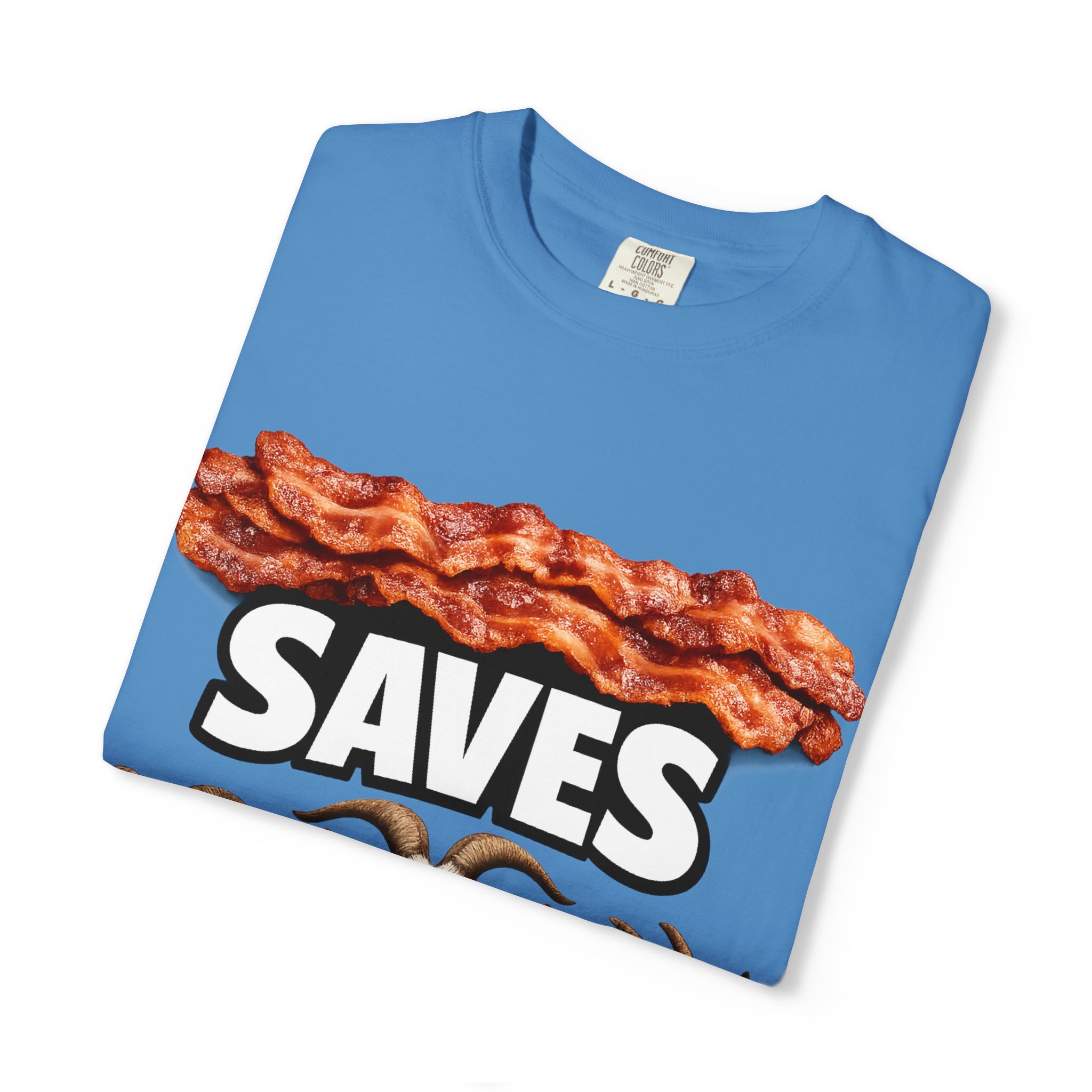 Bacon Saves goats T-shirt | Bacon and Goats Graphic Tee - Image 31