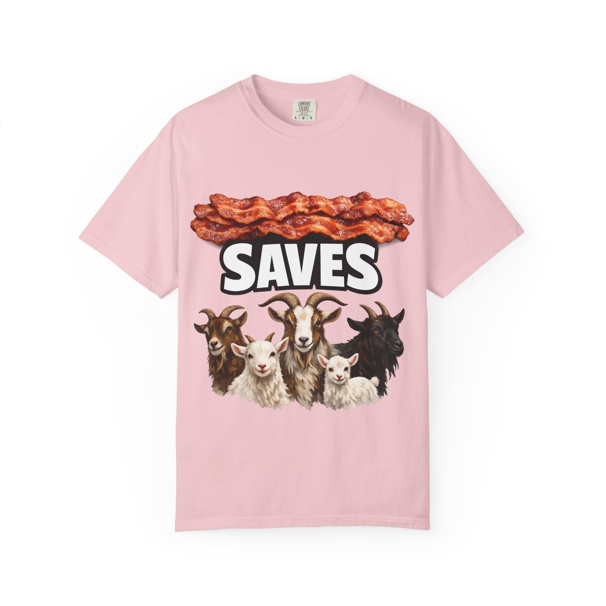 Bacon Saves goats T-shirt | Bacon and Goats Graphic Tee - Image 45