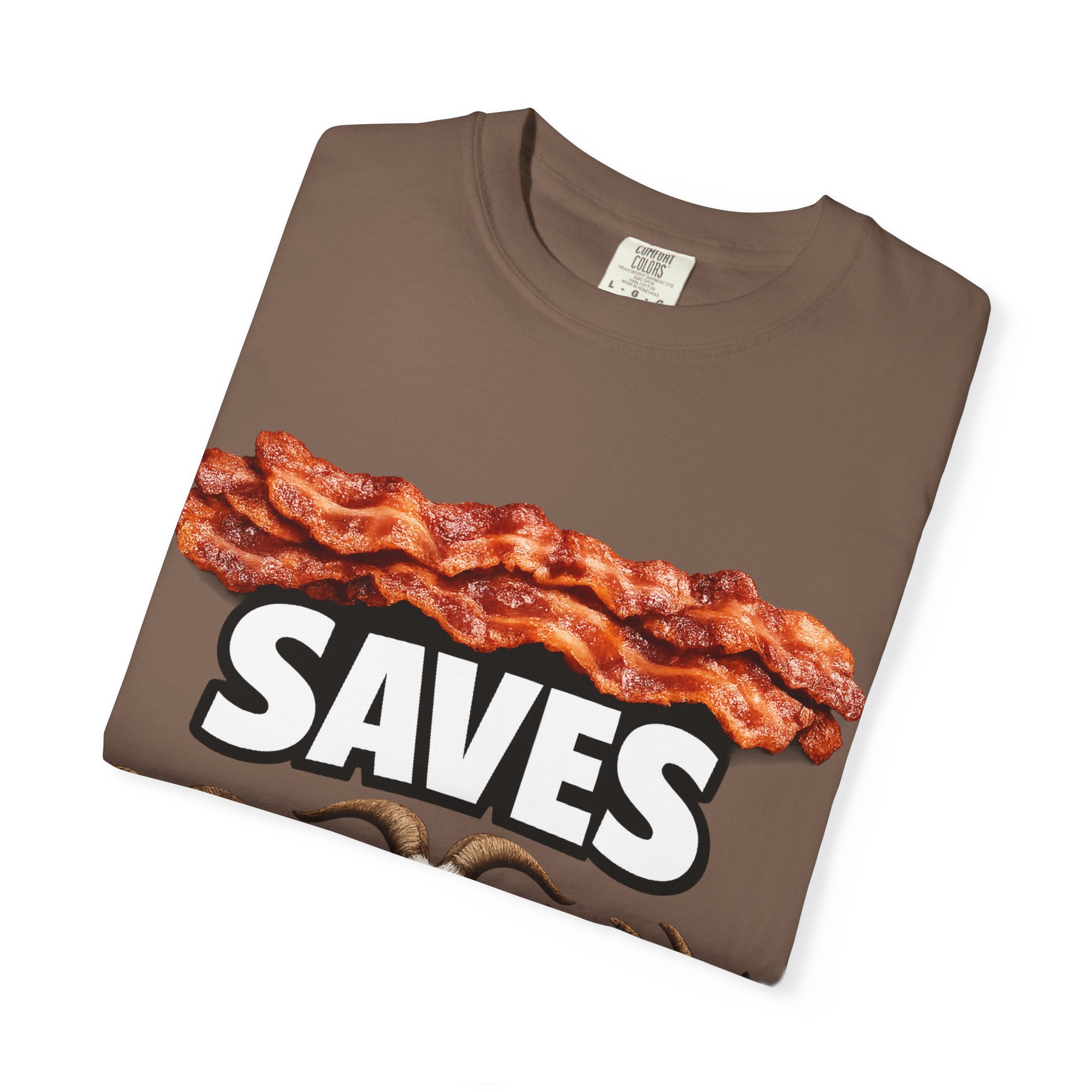 Bacon Saves goats T-shirt | Bacon and Goats Graphic Tee - Image 15