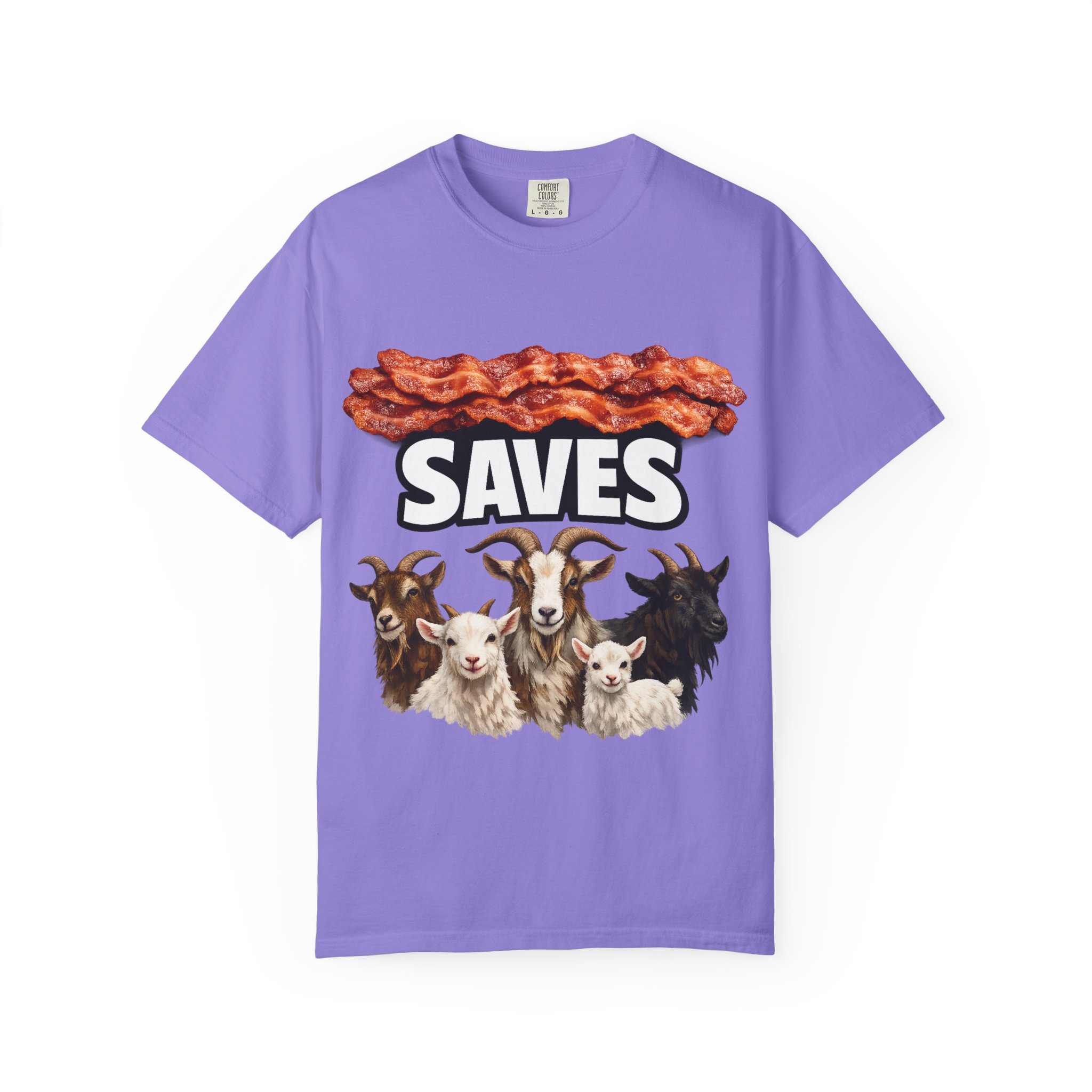 Bacon Saves goats T-shirt | Bacon and Goats Graphic Tee - Image 41
