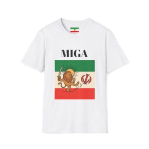 MIGA FREE Iran Flag T-Shirt | Persian Lion emblem, MIGA text