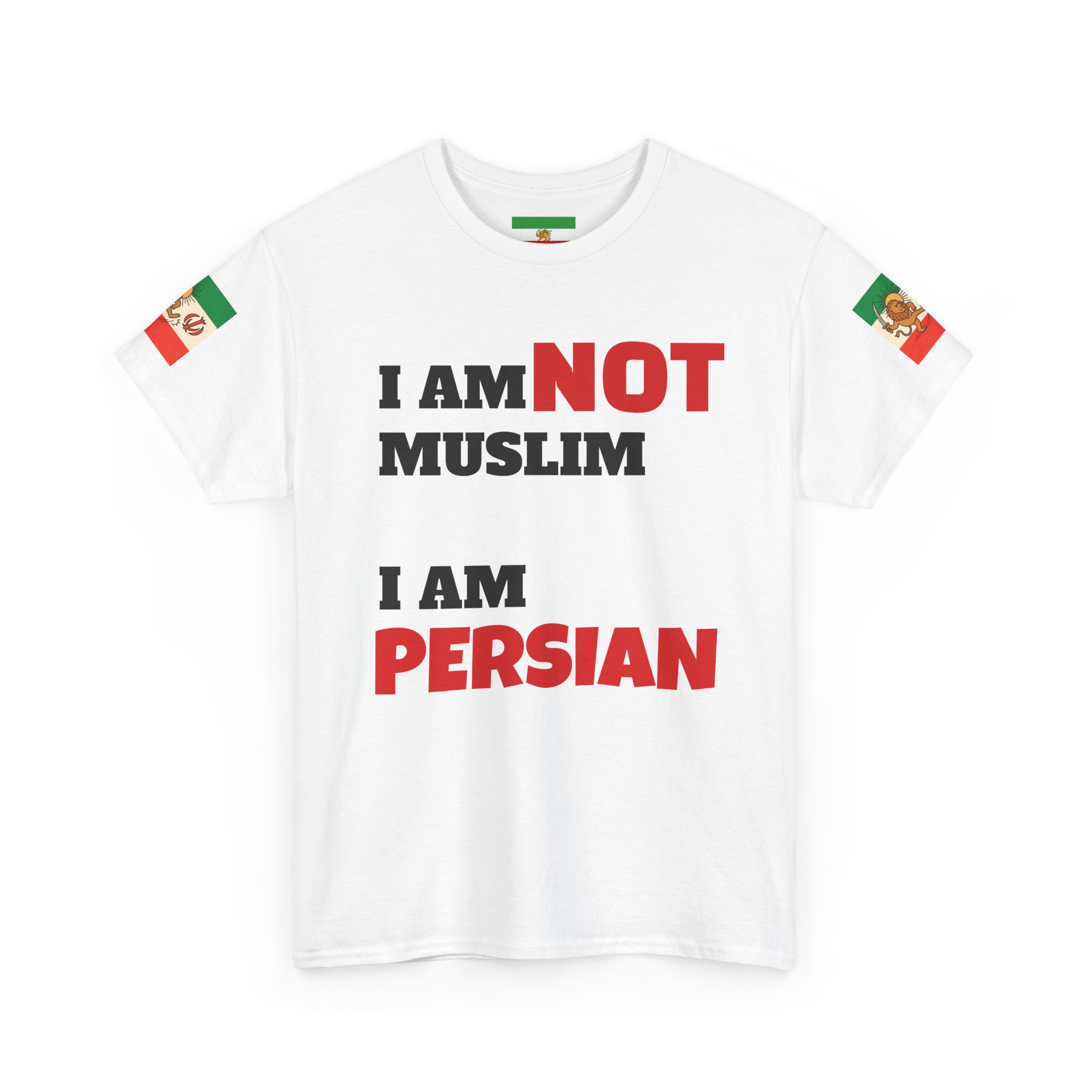 I Am NOT Muslim I Am Persian T-Shirt | Lion & Flag Persian Pride Tee - Image 3