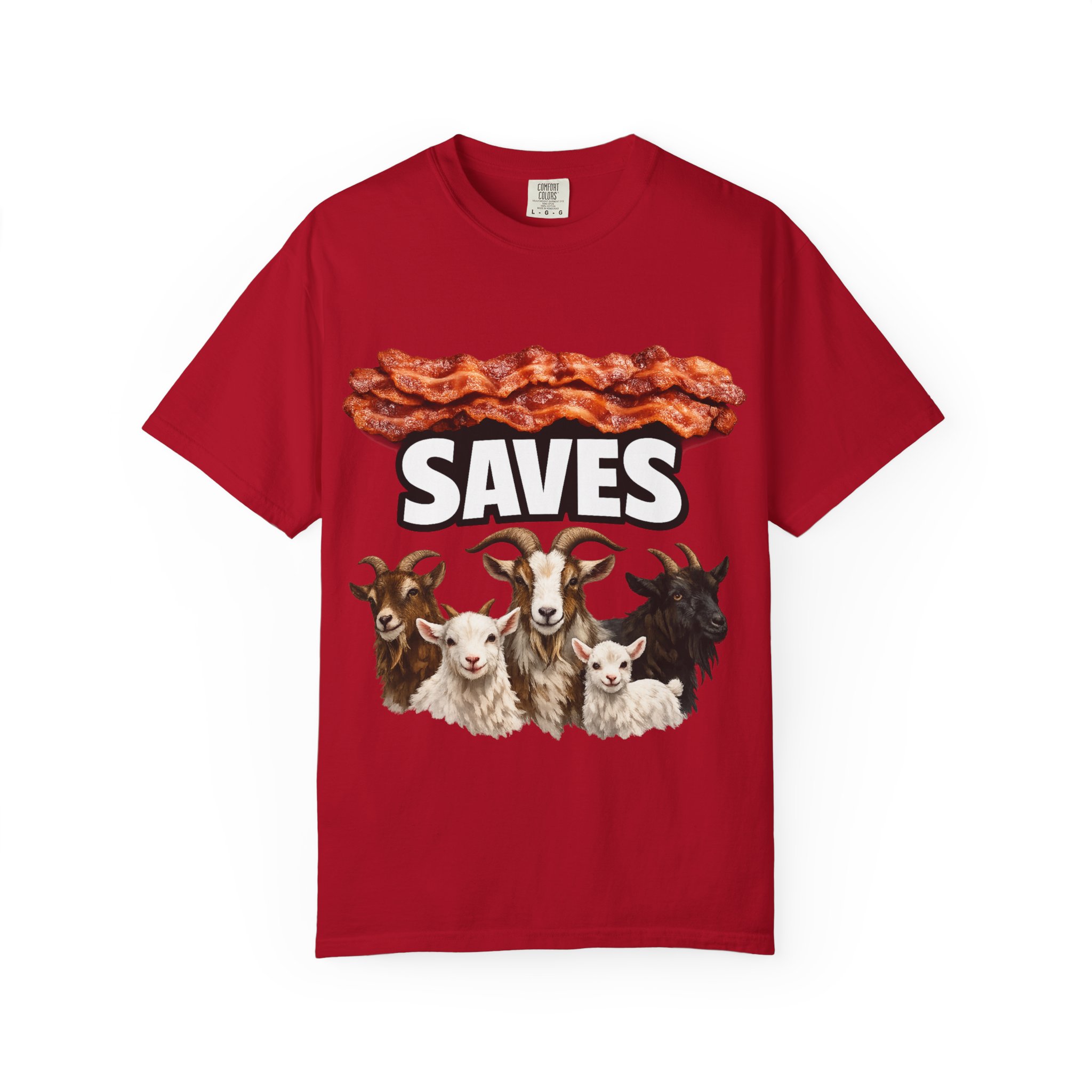 Bacon Saves goats T-shirt | Bacon and Goats Graphic Tee - Image 49