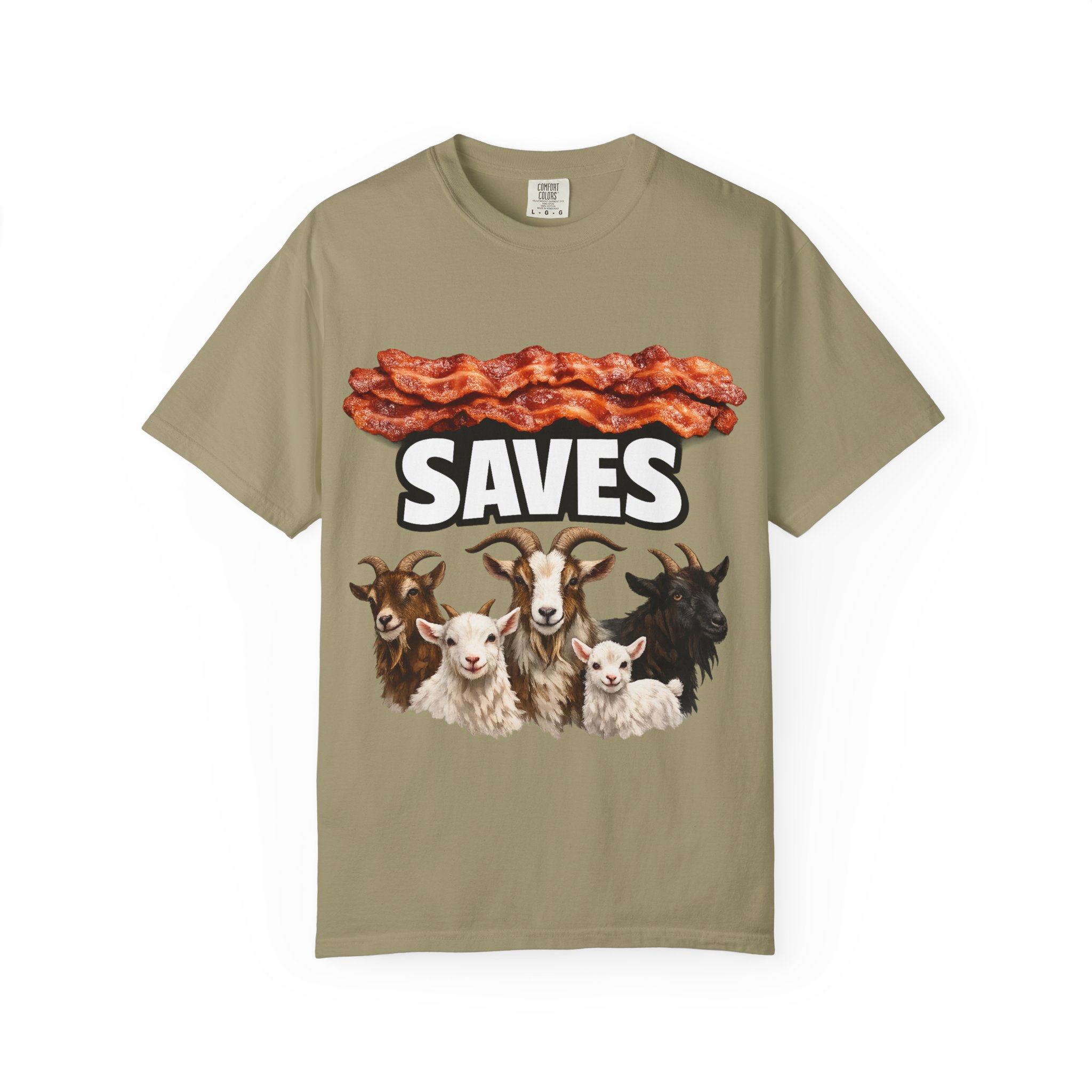 Bacon Saves goats T-shirt | Bacon and Goats Graphic Tee - Image 9