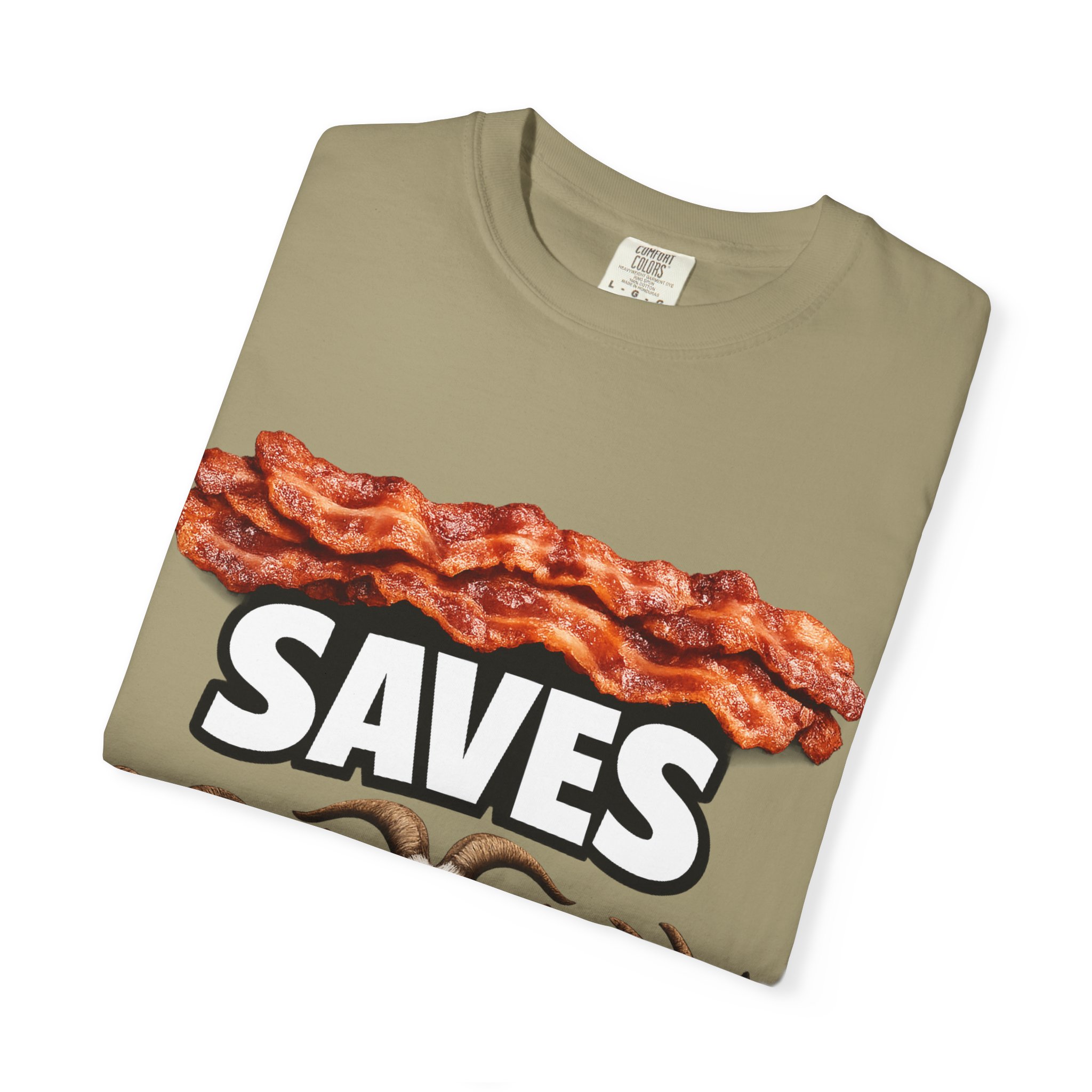 Bacon Saves goats T-shirt | Bacon and Goats Graphic Tee - Image 11