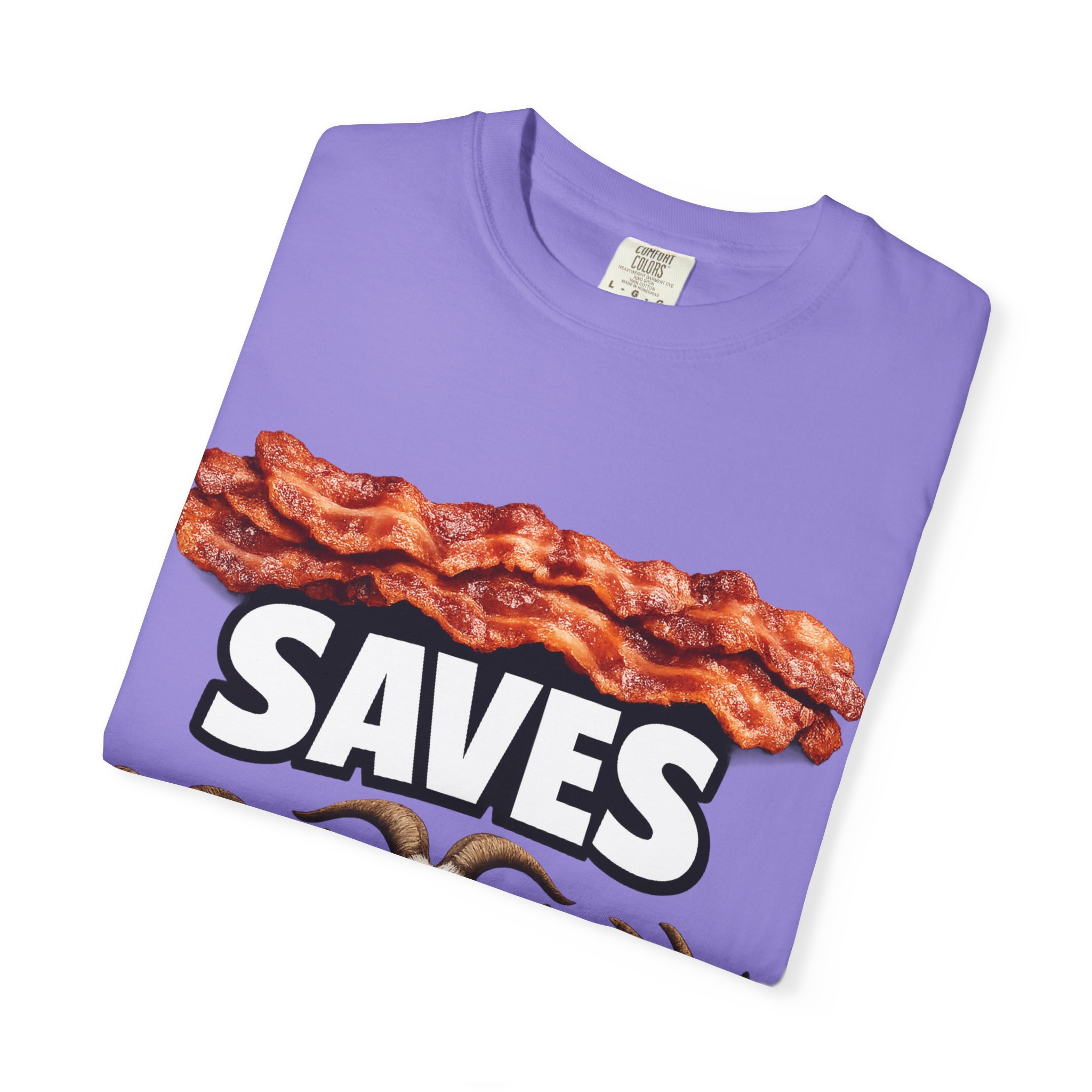 Bacon Saves goats T-shirt | Bacon and Goats Graphic Tee - Image 43